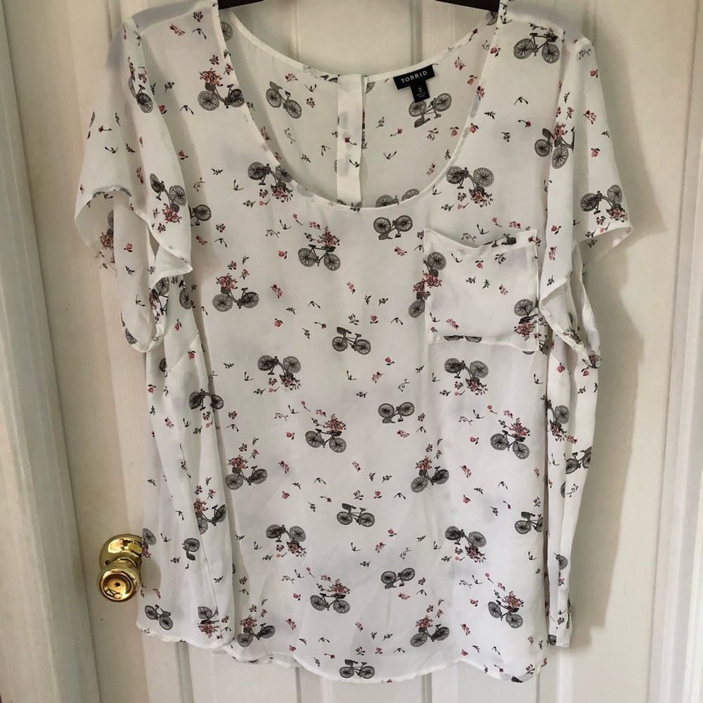Torrid Bicycle Blouse Size 3 White